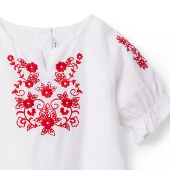 Janie and Jack White Dress with Red Embroidery Tunic Girl's Dress Size 7 - Picture 3 of 10